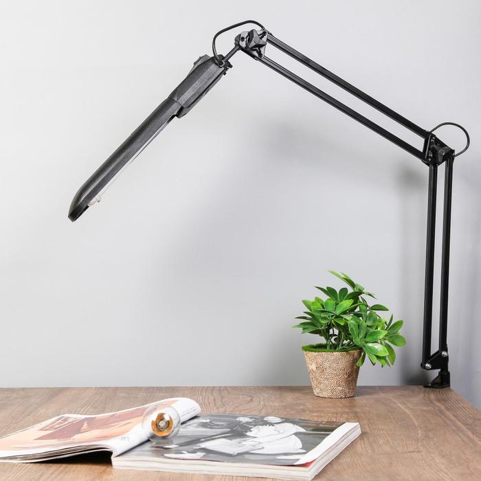 Светильник настольный на струбцине ДЕЛЬТА с АПП (2G7, КЛЛ, 11 Вт, 220 В) Черный - Фото 1