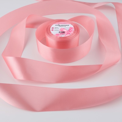 Лента атласная, 50 мм × 23 ± 1 м, цвет розовый персик №66