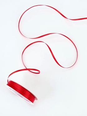 Лента атласная, 3 мм, 45±1 м, красная №26 (комплект 5 шт)