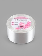 Лента атласная, 50 мм, 23±1 м, цвет серебряный №176 - Фото 4