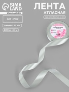 Лента атласная, 20 мм, 23±1 м, цвет серебряный №176 - Фото 1