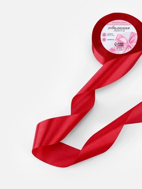 Лента атласная, 40 мм, 23±1 м, красная №33 (комплект 2 шт)