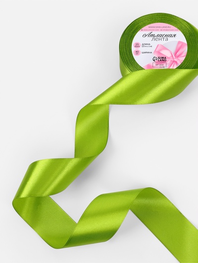 Лента атласная, 40 мм, 23±1 м, светло-зелёная