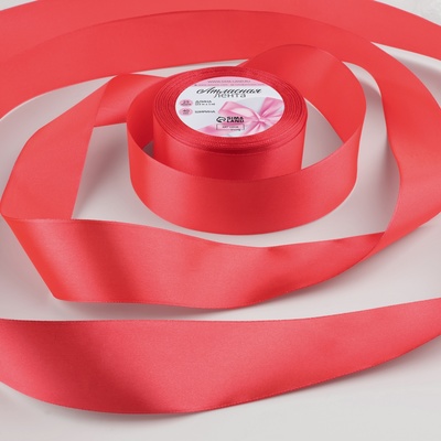 Лента атласная, 40 мм × 23 ± 1 м, цвет коралловый №129