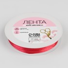 Лента атласная, 3 мм × 45 ± 1 м, цвет малиново-красный №134 - Фото 2