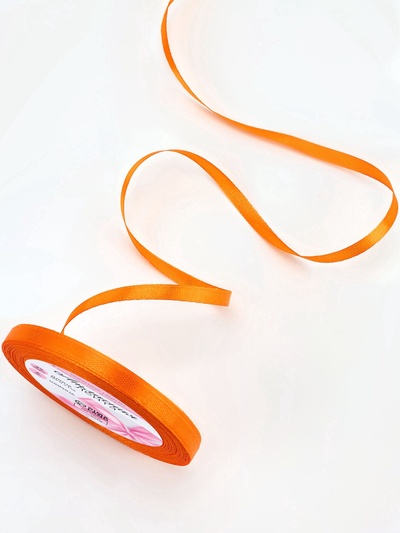 Лента атласная, 6 мм × 23±1 м, ярко-оранжевая №25