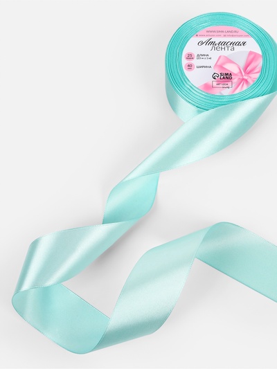 Лента атласная, 40 мм, 23±1 м, голубая №211