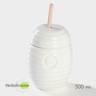 Ёмкость фарфоровая для мёда с ложкой BellaTenero, 300 мл, цвет белый - фото 317897099