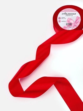 Лента атласная, 40 мм, 23±1 м, красная №26 (комплект 2 шт)