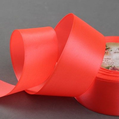 Лента атласная, 40 мм × 23 ± 1 м, цвет неоновый оранжевый №23