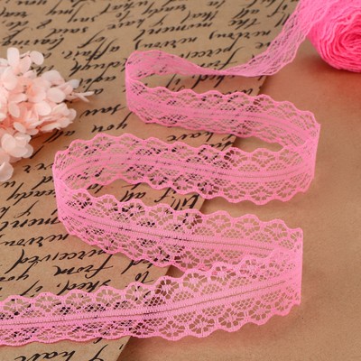 Кружево капроновое, 30 мм, 10±1 м, цвет розовый