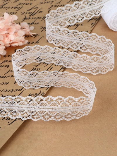 Кружево капроновое, 30 мм × 10 ± 1 м, цвет белый