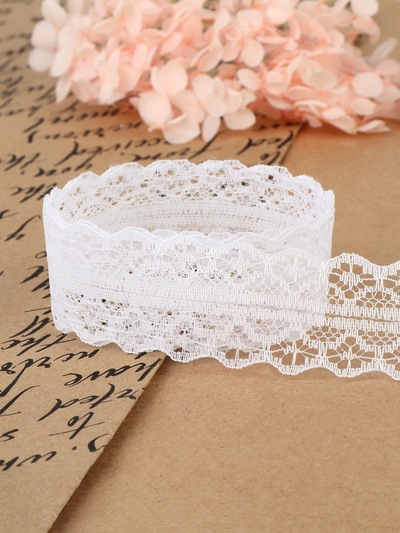 Кружево капроновое, 30 мм × 10 ± 1 м, цвет белый