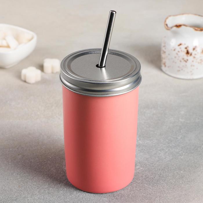 Стакан керамический «Хорошее настроение», 420 мл, с крышкой и трубочкой, МИКС - Фото 1