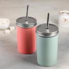 Стакан керамический «Хорошее настроение», 420 мл, с крышкой и трубочкой, МИКС - Фото 3