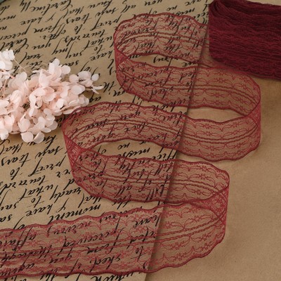 Кружево капроновое, 45 мм × 8.5 ± 1 м, цвет бордовый