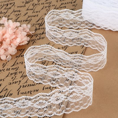 Кружево капроновое, 40 мм, 10±1 м, цвет белый