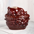 Горшок духовой с крышкой "Свинка пикник", керамика, 3 л - Фото 1