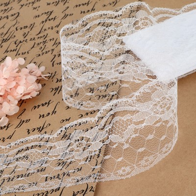 Кружево капроновое, 65 мм, 10±1 м, цвет белый