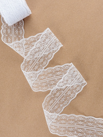 Кружево капроновое, 45 мм × 8.5±1 м, белое