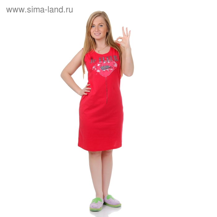 Сорочка женская ночная Р308072 красный, рост 170-176 см, р-р 48 - Фото 1