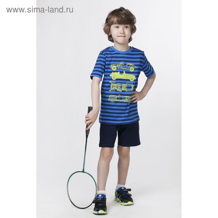 Комплект для мальчика (футболка+шорты), рост 98 см (56), цвет тёмно-синий (арт. CAK 9495) - Фото 1