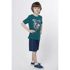 Комплект для мальчика (футболка, шорты), рост 110 см (60), цвет зелёный/тёмно-синий - Фото 2