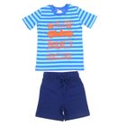 Комплект для мальчика (футболка+шорты), рост 110 см (60), цвет синий/тёмно-синий (арт. CAK 9495) - Фото 1
