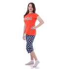 Комплект женский (футболка, капри) Р208119 красный/синий, рост 170-176 см, р-р 50 - Фото 3