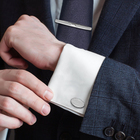 Набор мужской "Запонки + зажим для галстука", овал с резьбой, цвет чёрный в серебре - Фото 1
