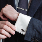 Набор мужской "Запонки + зажим для галстука", пуля с резьбой, цвет серебро - Фото 1