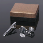 Набор мужской «Запонки + зажим для галстука», круг рефленый, цвет серебро - Фото 5