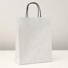 Пакет крафт, белый, 25 х 11 х 32 см, чёрная ручка - Фото 1