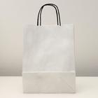 Пакет крафт, белый, 25 х 11 х 32 см, чёрная ручка - Фото 2