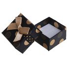 Коробочка подарочная под кольцо «Квадрат» кружочки, 4×4, цвет чёрно-золотой - Фото 2