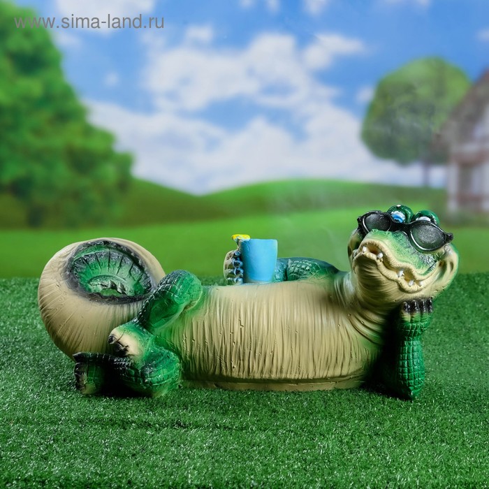 Садовая фигура "Крокодил на отдыхе" 47х22х20см - Фото 1