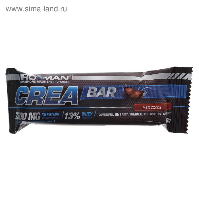 Батончик "Crea Bar" с креатином, кокос/тёмная глазурь, спортивное питание, 50 г - Фото 1