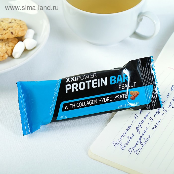 Батончик XXI век "Protein Bar" с коллагеном, Орех / шоколадная глазурь 40 г - Фото 1