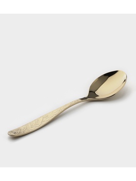 Ложка чайная «Уралочка», длина 14 см, толщина 2 мм, с полным декоративным покрытием, цвет золотой (комплект 6 шт)