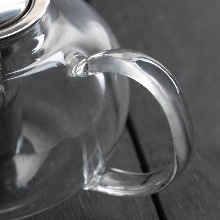 Чайник стеклянный заварочный с металлическим ситом «Калиопа», 1 л - фото 1906809193