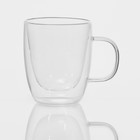 Кружка с двойными стенками «Дуо», 400 мл, стекло, прозрачная - Фото 3