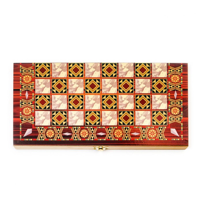 Настольная игра 3 в 1 "Узоры": нарды, шашки, шахматы, 29 х 29 см - фото 1906809250