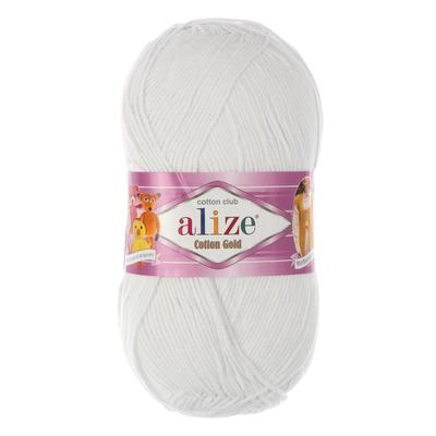 Пряжа "Cotton Gold" 55% хлопок, 45% акрил, 330м/100гр (55 белый)