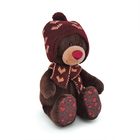 Мягкая игрушка Choco в вязаной шапке с сердечками - Фото 1