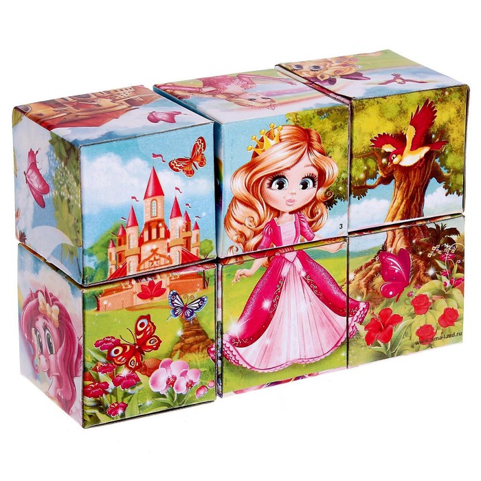 Кубики «Принцессы» картон, 6 штук, по методике Монтессори - фото 1905359926