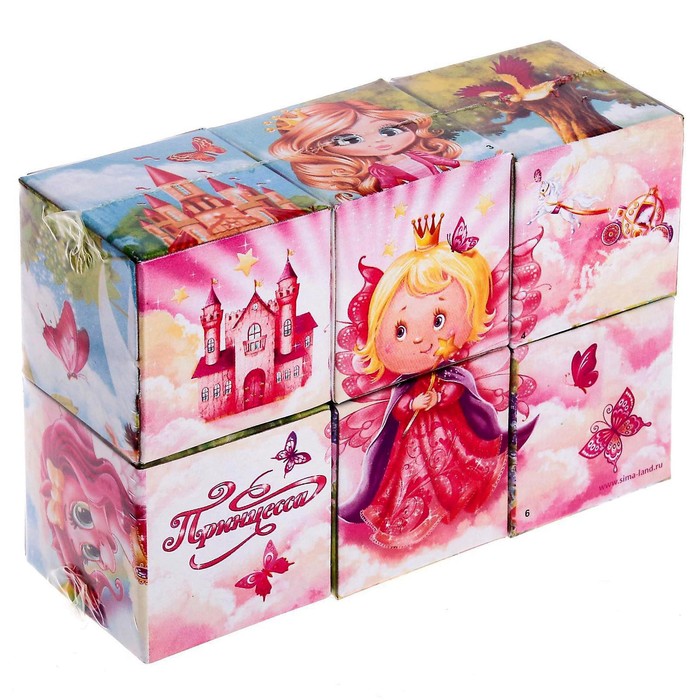 Кубики «Принцессы» картон, 6 штук, по методике Монтессори - фото 1905359927