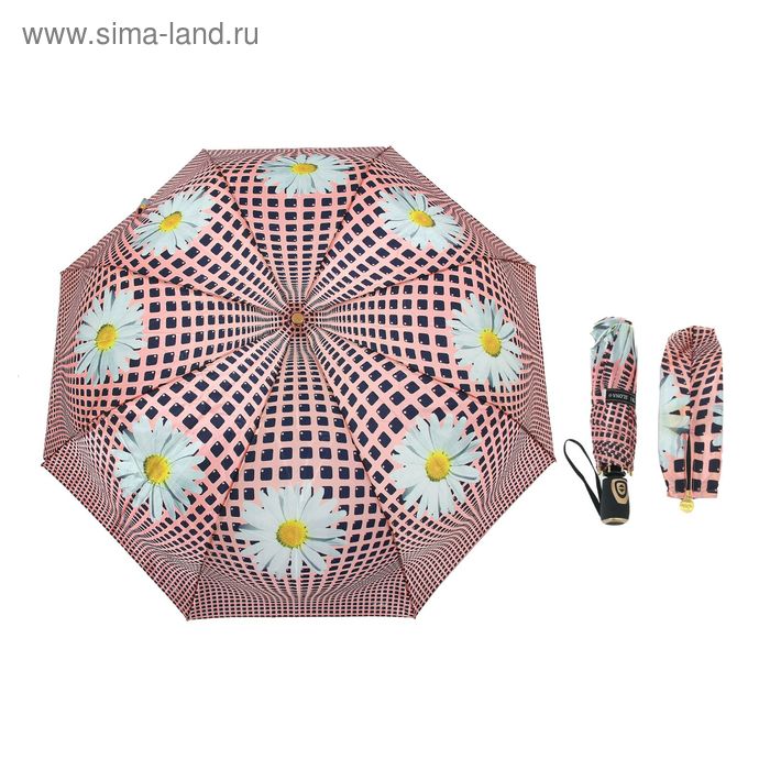 Зонт автоматический "Цветочная фантазия", R=51см, цвет розовый - Фото 1