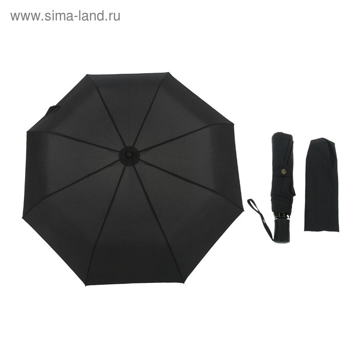 Зонт автоматический, R=48см, цвет чёрный - Фото 1