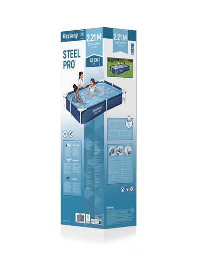 Бассейн каркасный Bestway Steel Pro 56401, 221×150×43 см, прямоугольный