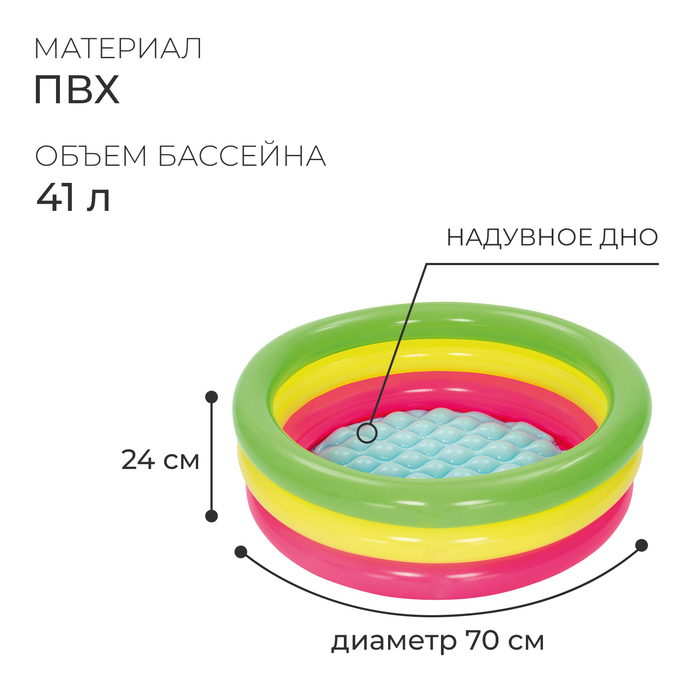 Бассейн надувной Bestway «Радуга», 70×24 см, от 2 лет, 51128 Вид№2